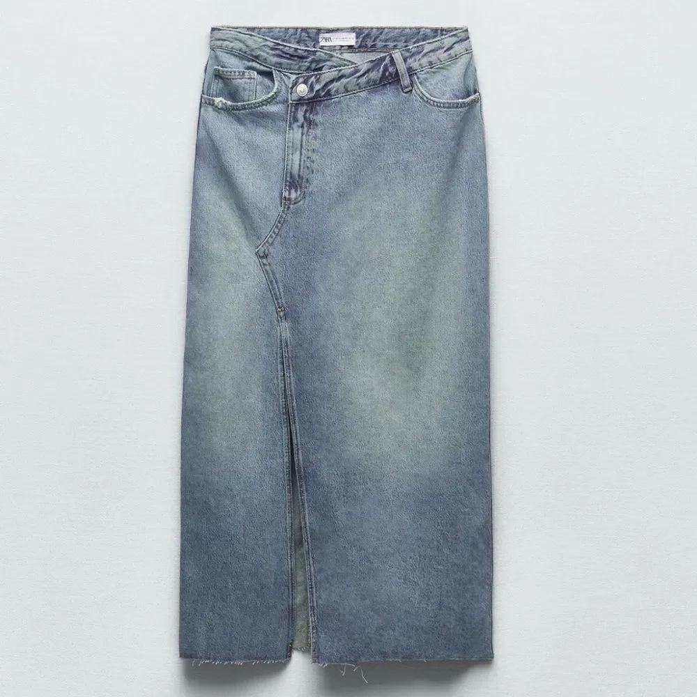 Zara TRF LONG DENIM SKIRT Size L